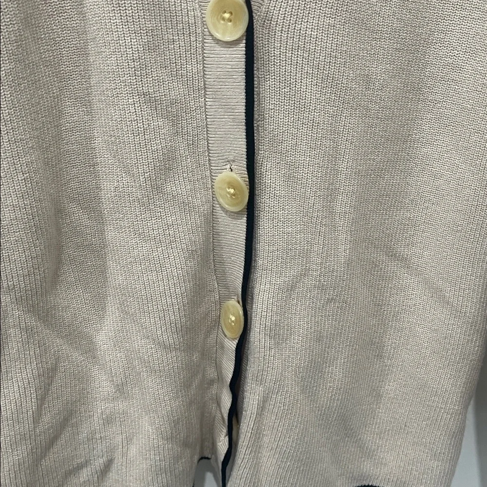 Ann Taylor Factory Beige Cardigan with Black Accents - Picture 2 of 7